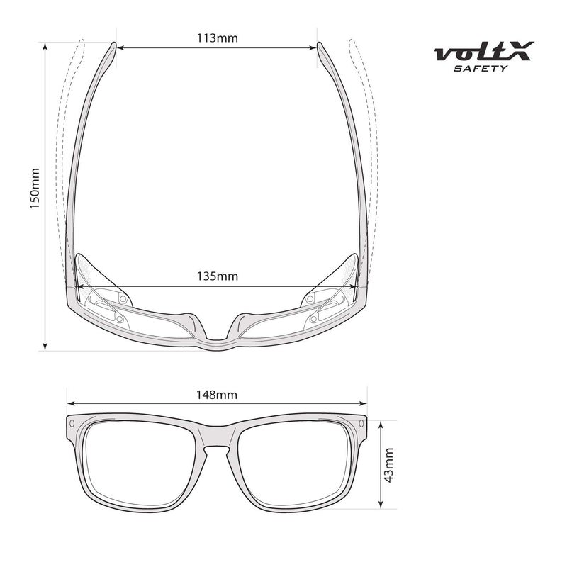 voltX 'Crystal' Full Lens Magnified Reading Safety Glasses, ANSI Z87.1+ & CE EN166F, (+2.0 Dioptre, Clear Lens) - Anti Fog Coated UV400 Lens - Image 5