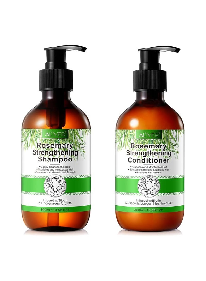 أليفر شامبو وبلسم اكليل الجبل لنمو الشعر، شامبو وبلسم لنمو الشعر الخفيف وتقوية فروة الراس وتعزيز صحة الشعر وإعادة نموه، شامبو وبلسم روتيني لمكافحة تساقط الشعر - Image 1