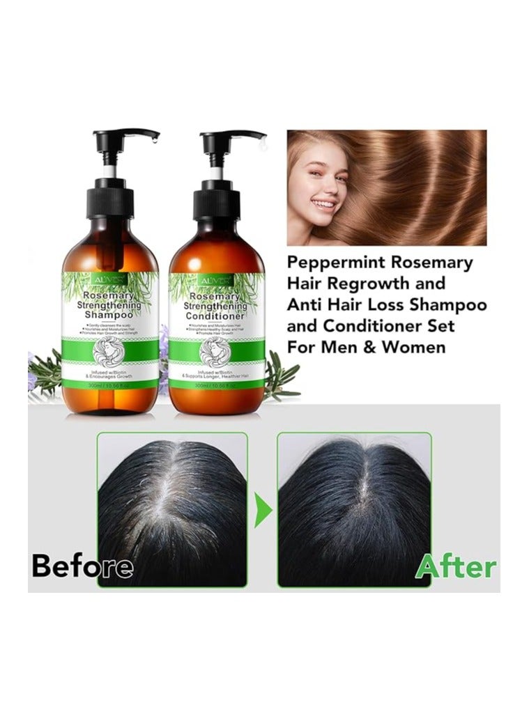 أليفر شامبو وبلسم اكليل الجبل لنمو الشعر، شامبو وبلسم لنمو الشعر الخفيف وتقوية فروة الراس وتعزيز صحة الشعر وإعادة نموه، شامبو وبلسم روتيني لمكافحة تساقط الشعر - Image 4