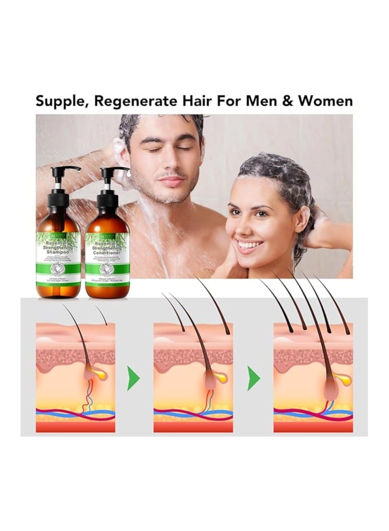 أليفر شامبو وبلسم اكليل الجبل لنمو الشعر، شامبو وبلسم لنمو الشعر الخفيف وتقوية فروة الراس وتعزيز صحة الشعر وإعادة نموه، شامبو وبلسم روتيني لمكافحة تساقط الشعر - Image 2