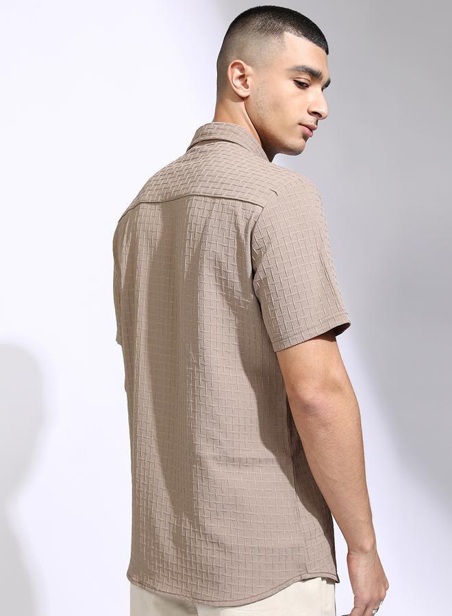 HIGHLANDER Textured Regular Fit Collared Shirt - Image 3