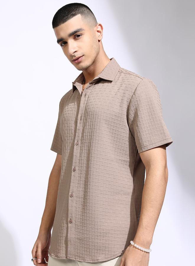 HIGHLANDER Textured Regular Fit Collared Shirt - Image 4