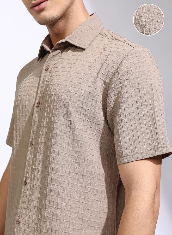 HIGHLANDER Textured Regular Fit Collared Shirt - Image 5