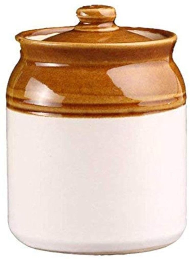 WHOLELIFEOBJECTS Ceramic Pickle Martban for Dining Table with Lids & Holder Pickle storage for Storage | Achar Handi | Ceramic storage for Kitchen Storage & Dinning table Set of 1 - Medium (500Ml) - Image 1