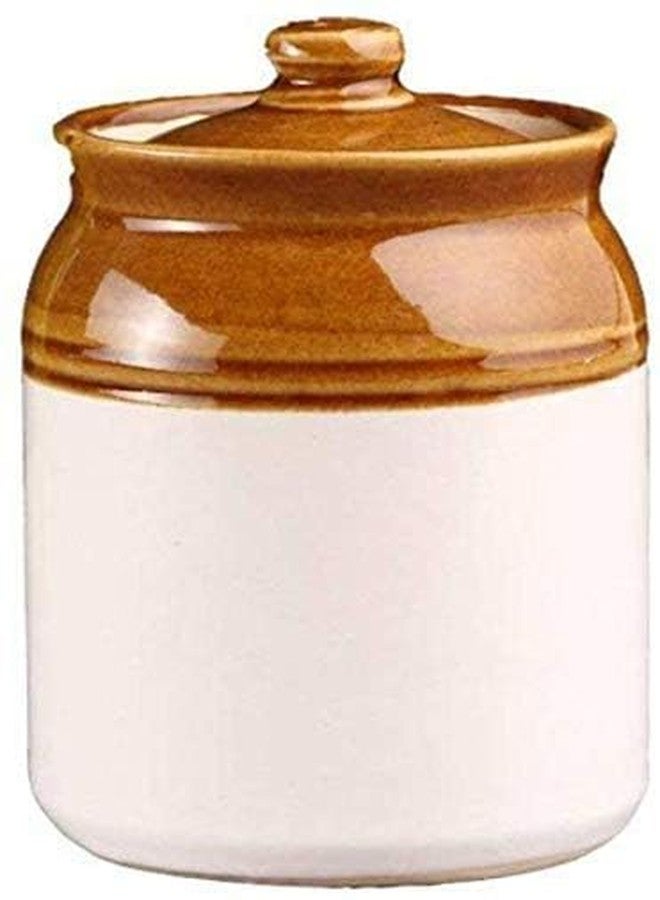 WHOLELIFEOBJECTS Ceramic Pickle Martban for Dining Table with Lids & Holder Pickle storage for Storage | Achar Handi | Ceramic storage for Kitchen Storage & Dinning table Set of 1 - Medium (500Ml) - Image 3