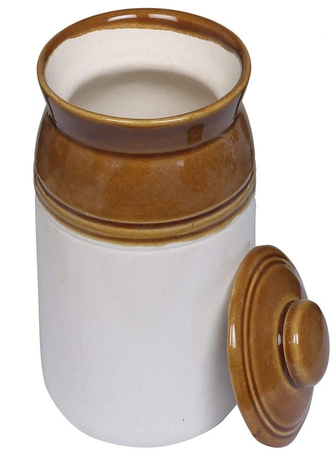 WHOLELIFEOBJECTS Ceramic Pickle Martban for Dining Table with Lids & Holder Pickle storage for Storage | Achar Handi | Ceramic storage for Kitchen Storage & Dinning table Set of 1 - Medium (500Ml) - Image 5