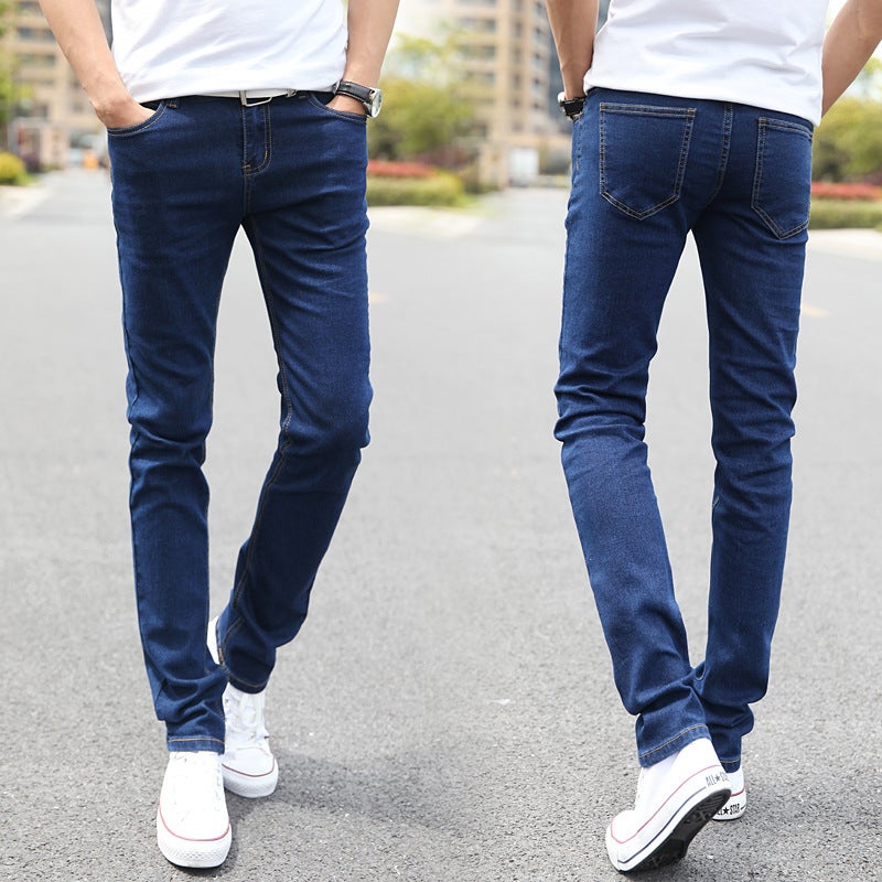 Generic Spring and Summer Stretch Jeans Mens Slim-fit Skinny Pants 2023 New Korean Fashionable Casual Mens Trousers 801# Dark Blue 