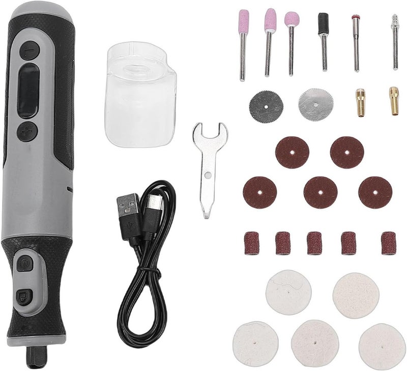 Cordless Electric Polisher, Rechargeable Li Battery Polisher, Non Slip Grip with Adjustable Speed & Lightweight Design, 1300mAh Battery (4V Digital Display 8 Speeds 25 Pieces Set) - Image 3