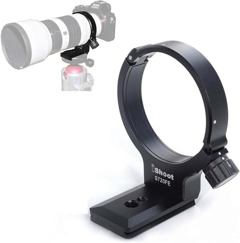iShoot Camera Metal Lens Collar Foot Tripod Mount Ring for Sony FE 70-200mm f/4 G OSS Lens SEL70200G, Built-in ARCA Swiss Type Quick Release Plate with 1/4" and 3/8" Screw Holes - Image 1