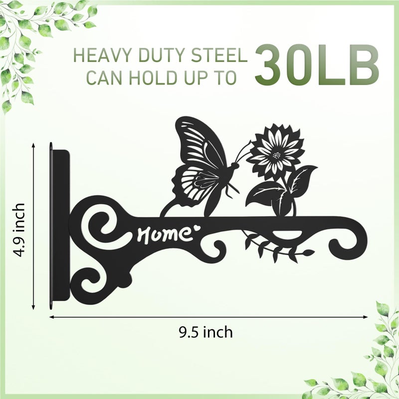 BBTFAA Metal Plant Hooks (2-Pack) - Decorative Wall Hangers with Butterfly Design for Indoor & Outdoor Use - Hanging Brackets for Plants, Flower Baskets, Bird Feeders, Lanterns - Patio, Garden, Home Decor - Image 3