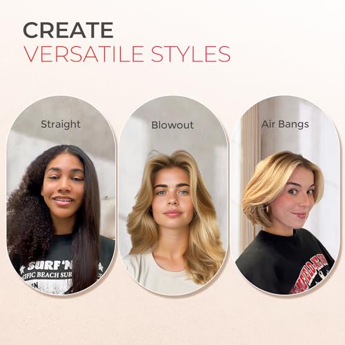 TYMO Ring Hair Straightener Brush – Hair Straightening Iron with Built-in Comb, 20s Fast Heating & 5 Temp Settings & Anti-Scald, Perfect for Professional Salon at Home, Peach - Image 4