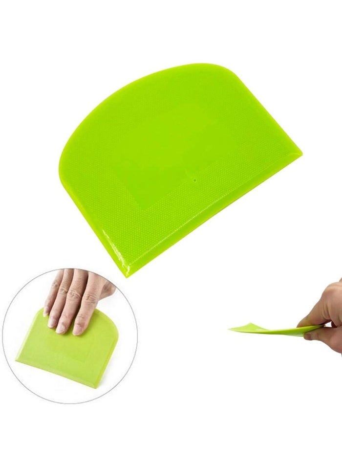 2 Pieces Dough Scraper Bowl Food-safe Plastic Dough Cutter Flexible Bench Multipurpose Food Scrappers for Bread Dough Cake Fondant Icing, White, Green - Image 4