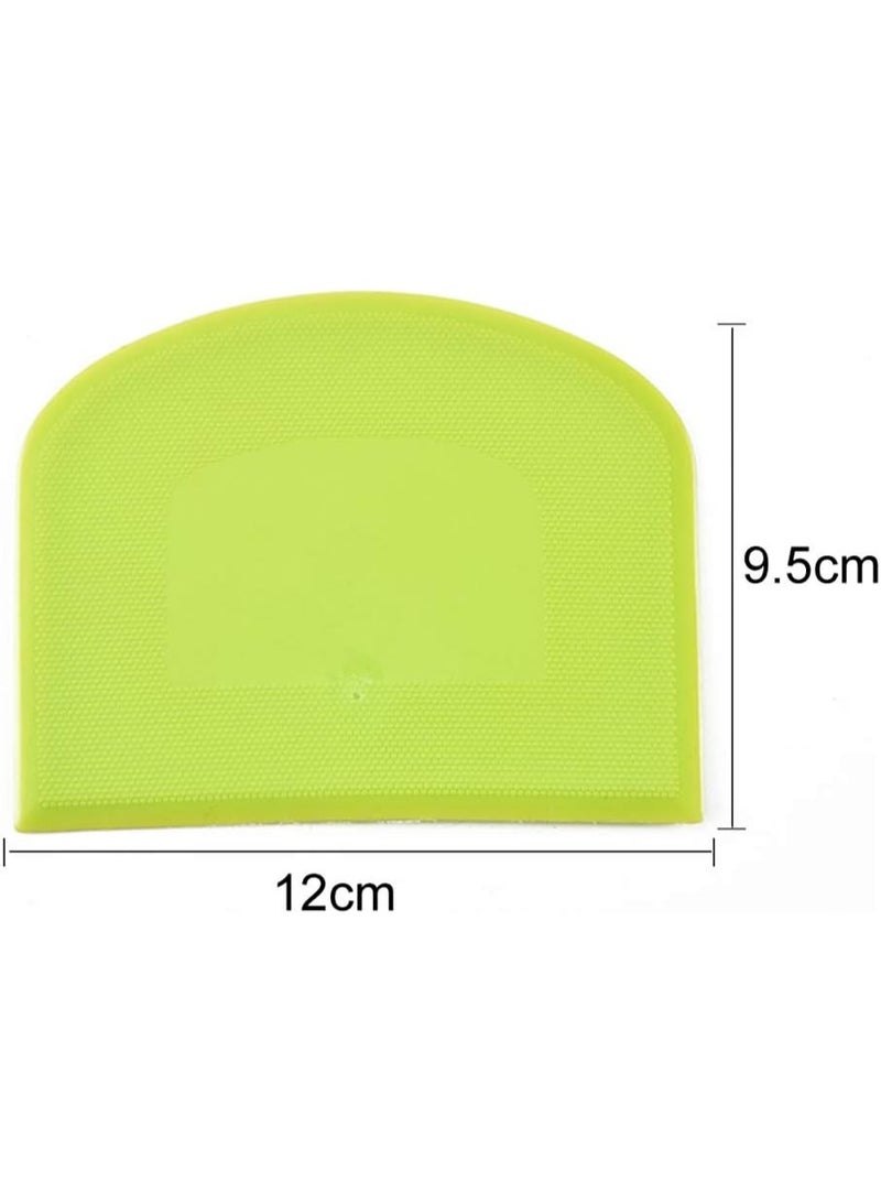 2 Pieces Dough Scraper Bowl Food-safe Plastic Dough Cutter Flexible Bench Multipurpose Food Scrappers for Bread Dough Cake Fondant Icing, White, Green - Image 3