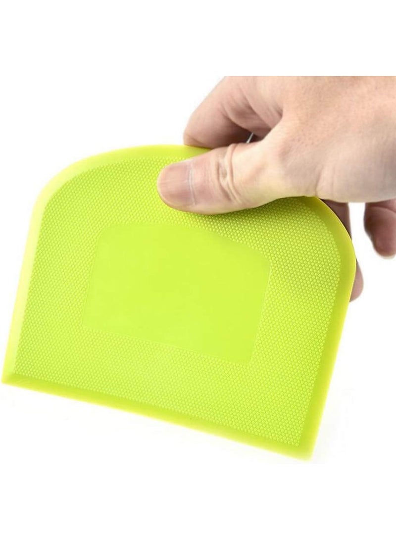2 Pieces Dough Scraper Bowl Food-safe Plastic Dough Cutter Flexible Bench Multipurpose Food Scrappers for Bread Dough Cake Fondant Icing, White, Green - Image 5