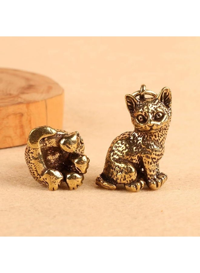 My Souq: Antique Brass Cat FigurinesUnique Collectible Home Decor - Image 2