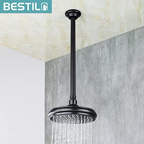 BESTILL 16 Inch Ceiling Mount Rain Shower Head Arm and Flange, Matte Black - Image 3
