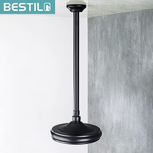BESTILL 16 Inch Ceiling Mount Rain Shower Head Arm and Flange, Matte Black - Image 2