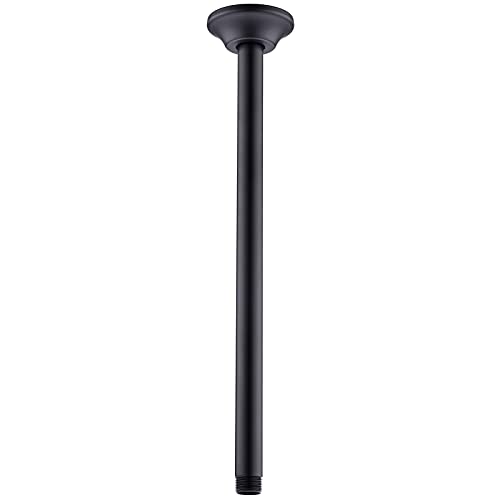 BESTILL 16 Inch Ceiling Mount Rain Shower Head Arm and Flange, Matte Black - Image 1