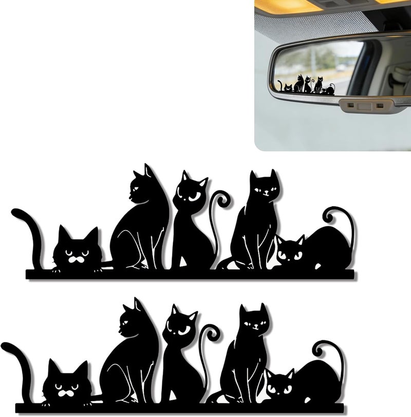 DoYoMo 2Pack Cat Car Mirror Decal - Cute Moo-tivational Rear View Mirror Sticker,Waterproof Vinyl Car Decals,Cats Car Accessories Decor,Cat Lovers Gifts for Women Men - Image 1