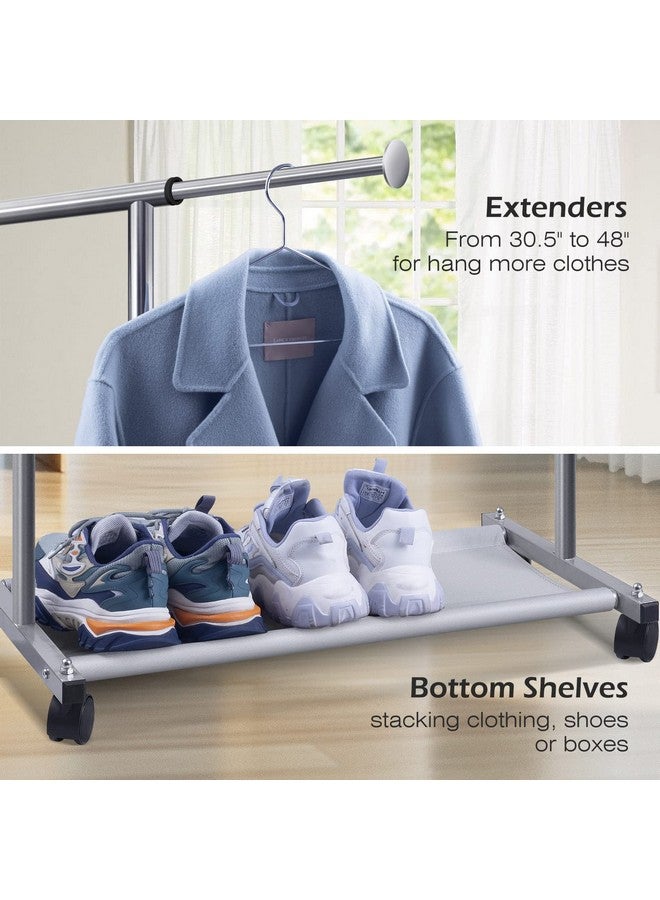 MISSLO MISSLO Short Clothing Racks for Hanging Clothes with Bottom Shelves and Wheels Heavy Duty Rolling Clothes Rack Kids Clothing Rack for Adult Coat, Closet, Wardrobe  - Image 5
