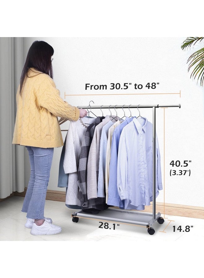 MISSLO MISSLO Short Clothing Racks for Hanging Clothes with Bottom Shelves and Wheels Heavy Duty Rolling Clothes Rack Kids Clothing Rack for Adult Coat, Closet, Wardrobe  - Image 3