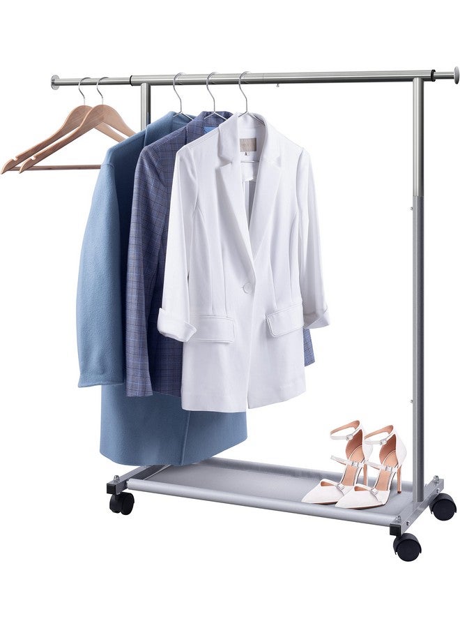 MISSLO MISSLO Short Clothing Racks for Hanging Clothes with Bottom Shelves and Wheels Heavy Duty Rolling Clothes Rack Kids Clothing Rack for Adult Coat, Closet, Wardrobe  - Image 1