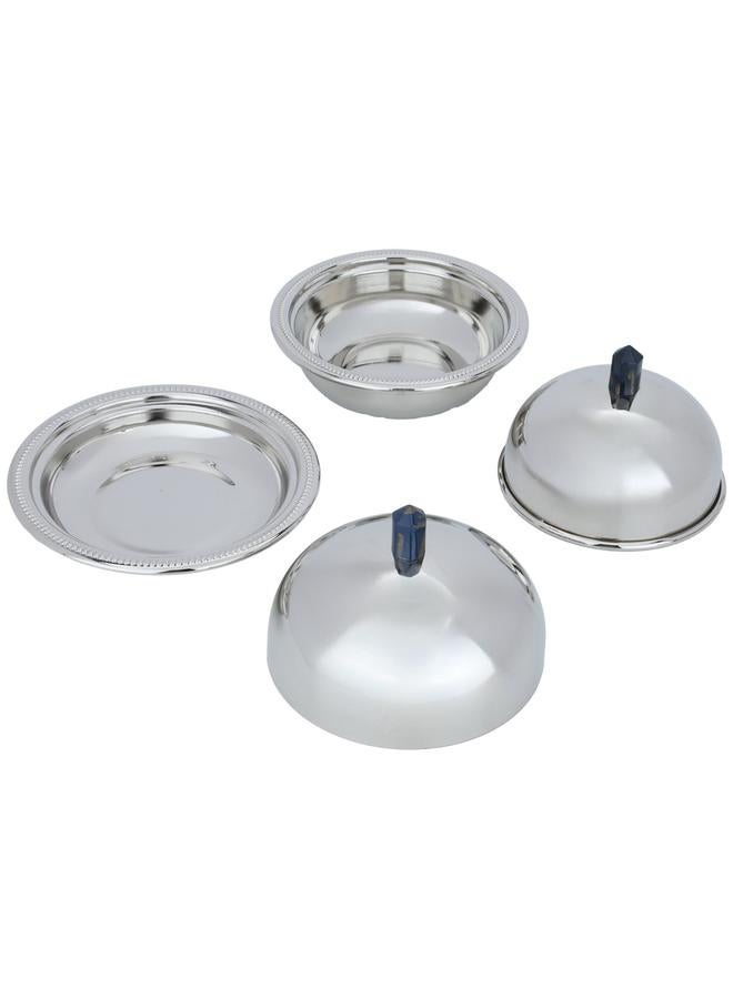 Alsaif Alif Serving Trays Set With Steel Dates 3 Pieces Silver - Image 3