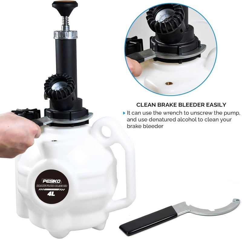 PESIKO 4L Manual Brake Fluid Bleeder Kit - One Person Brake Pressure Bleeder with Hand Pump for European Automotive - Image 5