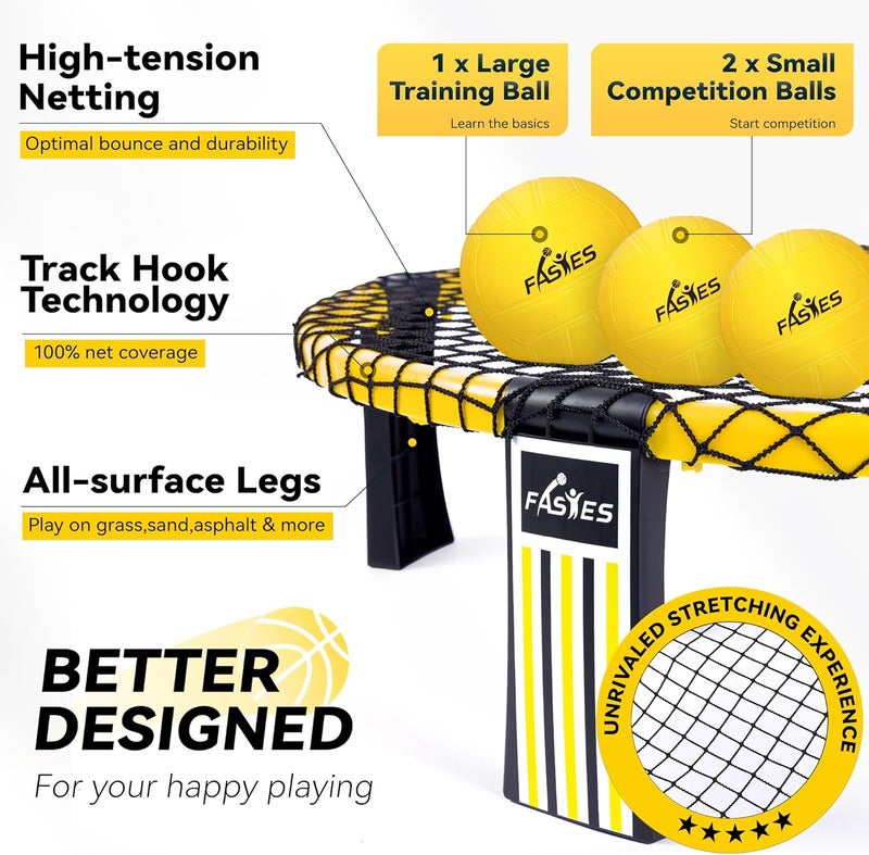 Fastes Outdoor Beach Ball Game Set - Includes 3 Balls, Net, and Carrying Bag for Family Fun - Image 2