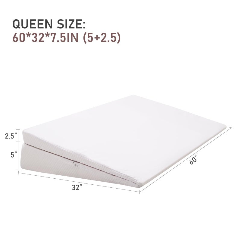 SUNYRISY Adjustable Wide Size Bed Wedge Pillow, Wedge Mattress Topper with Washable Cover, Mattress Wedge Lifter, Inclined Mattress Elevator for Acid Reflux, Neck & Back Pain, Anti-snoring, Queen - Image 4