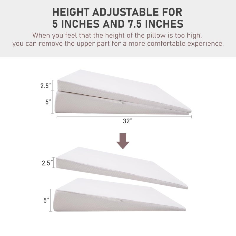 SUNYRISY Adjustable Wide Size Bed Wedge Pillow, Wedge Mattress Topper with Washable Cover, Mattress Wedge Lifter, Inclined Mattress Elevator for Acid Reflux, Neck & Back Pain, Anti-snoring, Queen - Image 2