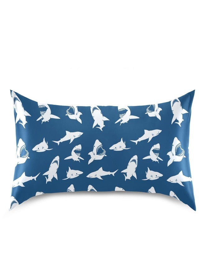KOPIRIT White Sharks Silhouettes Pillow Covers Silk Pillowcase for Hair and Skin with Envelope Closure Satin Pillowcase Standard Size Pillow Case for Bedroom Bed Sleeping Women (20x26 Inch) - Image 3