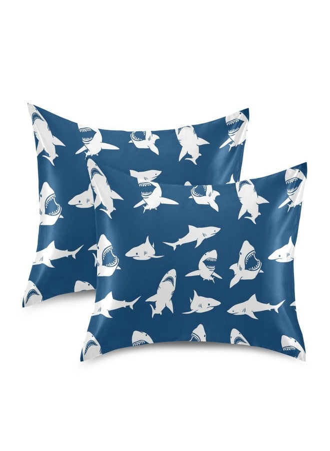 KOPIRIT White Sharks Silhouettes Pillow Covers Silk Pillowcase for Hair and Skin with Envelope Closure Satin Pillowcase Standard Size Pillow Case for Bedroom Bed Sleeping Women (20x26 Inch) - Image 2