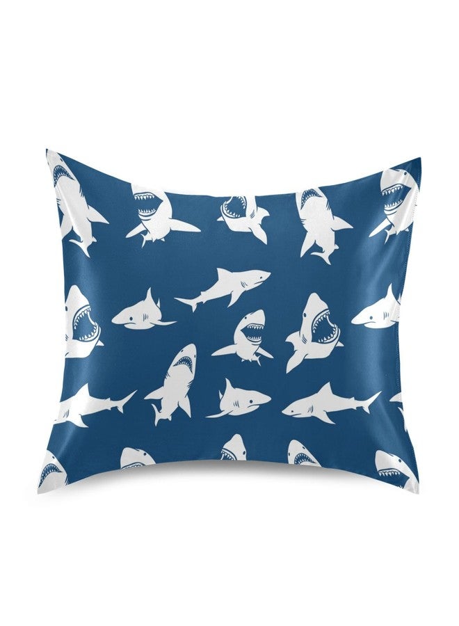 KOPIRIT White Sharks Silhouettes Pillow Covers Silk Pillowcase for Hair and Skin with Envelope Closure Satin Pillowcase Standard Size Pillow Case for Bedroom Bed Sleeping Women (20x26 Inch) - Image 1