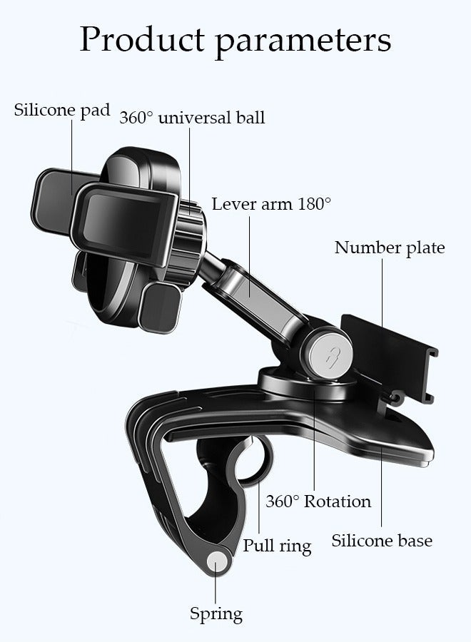 DUNISO Upgraded Car Phone Holder Mount for Center Console Anti-Shake Phone Holder with Clamp and Number Plate for All Cell Phones - Image 4