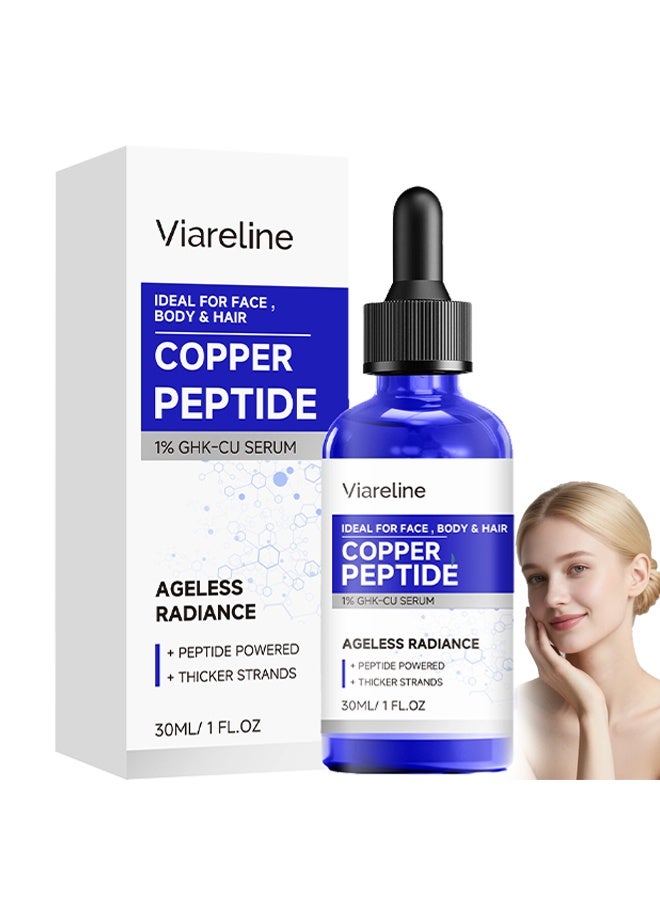 Viareline Copper Peptide 1% GHK-Cu Serum， Ageless Radiance for Face, Body & Hair | Peptide-Powered Firming & Hydrating Serum 30ml - Image 1