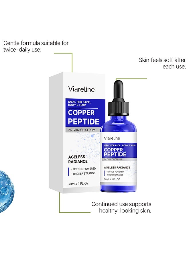 Viareline Copper Peptide 1% GHK-Cu Serum， Ageless Radiance for Face, Body & Hair | Peptide-Powered Firming & Hydrating Serum 30ml - Image 3