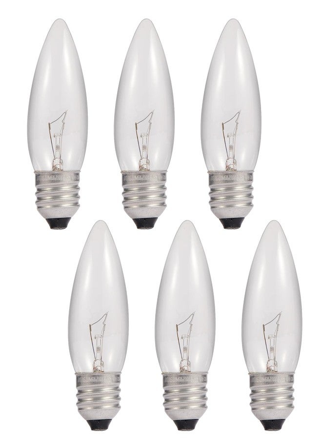 SCOMX 40W Incandescent Equivalent Energy Torpedo Tip Chandelier with Crystal Clear Incandescent Light Bulbs Tip Light Bulb and Medium E26 Candelabra Base (6) - Image 1