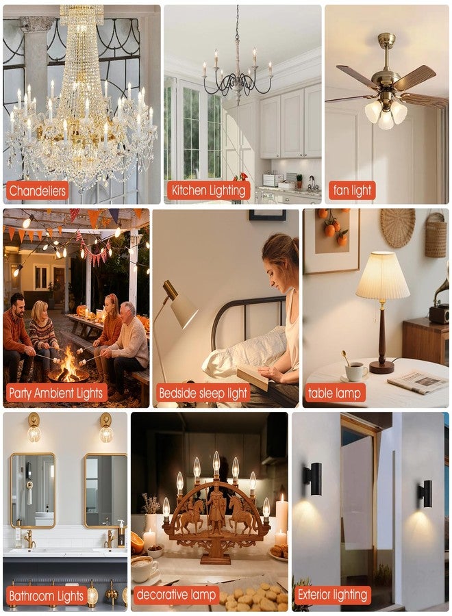 SCOMX 40W Incandescent Equivalent Energy Torpedo Tip Chandelier with Crystal Clear Incandescent Light Bulbs Tip Light Bulb and Medium E26 Candelabra Base (6) - Image 5