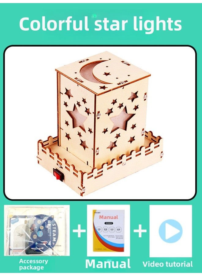 Loquat Hand-cranked Generator Disaster Relief Suit Children's Generator Emergency Equipment Science And Technology Students Materials Small Production Earthquake-Specifications:【colorful Star Lamp】 Free Ba - Image 1