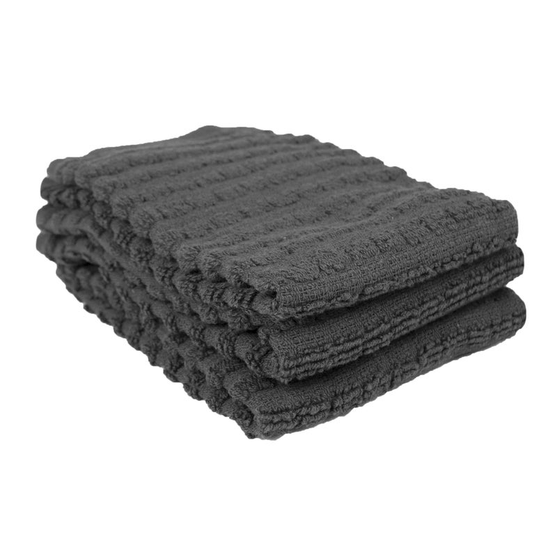 Ritz Royale Collection 100 Combed Terry Cotton Highly Absorbent Kitchen Dish Cloth Set 1334 x 12 3Pack Solid Graphite