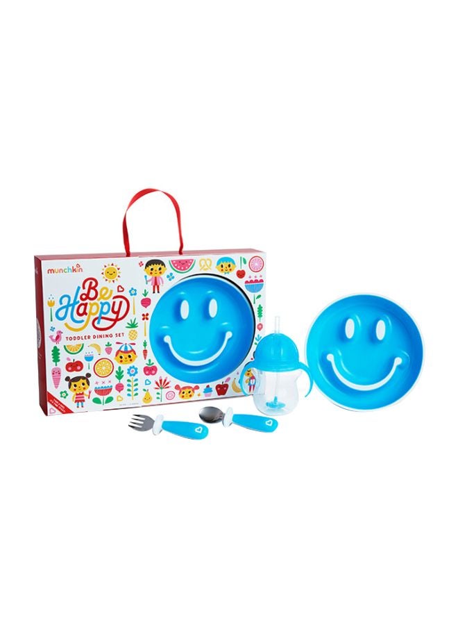 Munchkin 4-Piece Be Happy Toddler Dining Set - Blue/White - Image 1