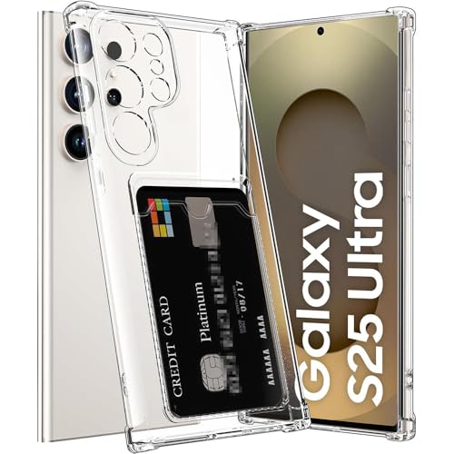 Casotec Premium Shockproof Transparent TPU Back Case Cover with Built-in Slim Card Holder Wallet for Samsung Galaxy S25 Ultra 5G - Clear - Image 1
