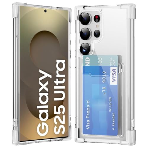 Casotec Premium Shockproof Transparent TPU Back Case Cover with Built-in Slim Card Holder Wallet for Samsung Galaxy S25 Ultra 5G - Clear - Image 3