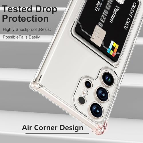 Casotec Premium Shockproof Transparent TPU Back Case Cover with Built-in Slim Card Holder Wallet for Samsung Galaxy S25 Ultra 5G - Clear - Image 4