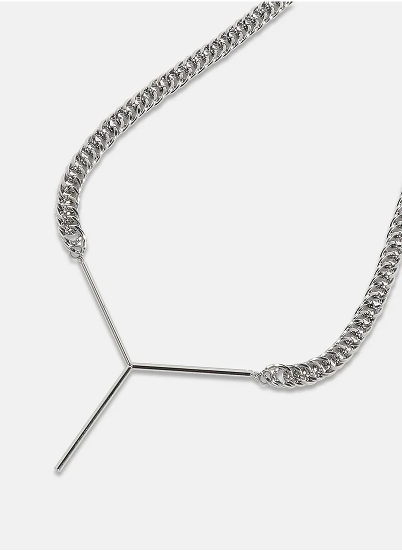 SOHI Chainlink Pin Necklace - Chalice Silver-Colour