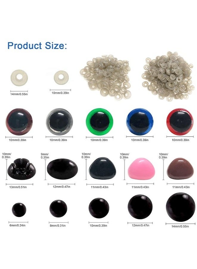 KENSON Plastic Safety Eyes and Noses with Washers Craft Doll Eyes and Teddy Bear Nose for Amigurumi Crafts Crochet Toy and Stuffed Animals 570 Pcs - Image 3