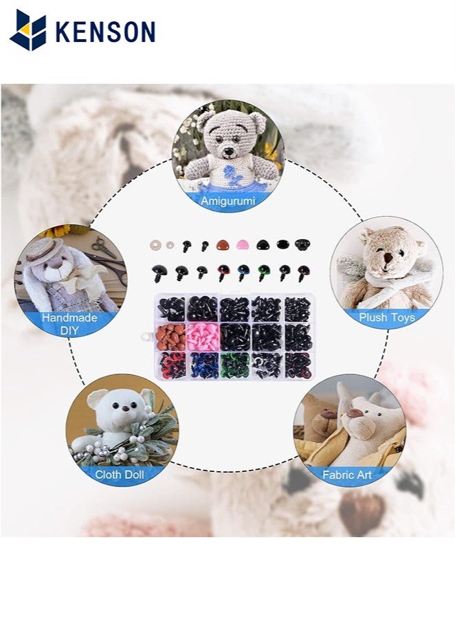 KENSON Plastic Safety Eyes and Noses with Washers Craft Doll Eyes and Teddy Bear Nose for Amigurumi Crafts Crochet Toy and Stuffed Animals 570 Pcs - Image 5