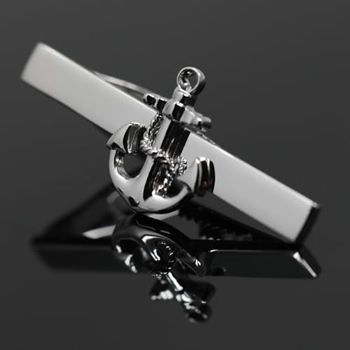 MENDEPOT Anchor Tie Clip Rhodium Plated Fashion Anchor Tie Clip In Box (B) - Image 4