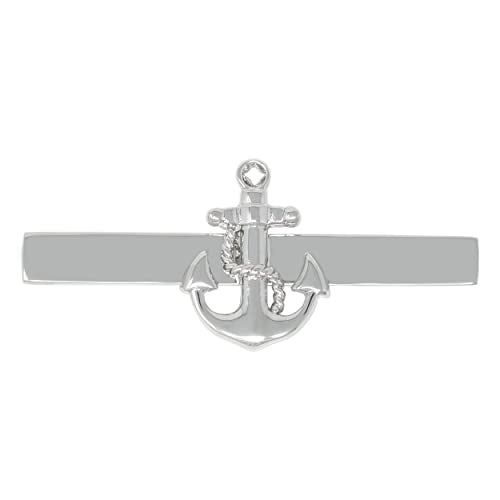 MENDEPOT Anchor Tie Clip Rhodium Plated Fashion Anchor Tie Clip In Box (B) - Image 2